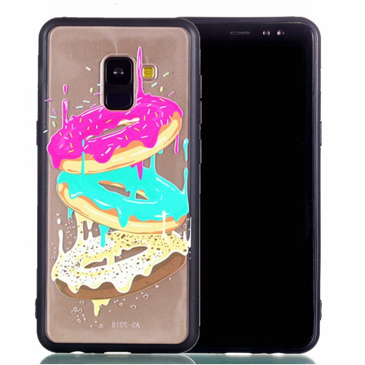Rubberized Embossed Soft TPU + PC Combo Mobile Phone Shell for Samsung Galaxy A8 (2018) - Cookies-2
