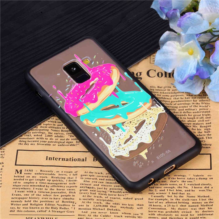Rubberized Embossed Soft TPU + PC Combo Mobile Phone Shell for Samsung Galaxy A8 (2018) - Cookies-4