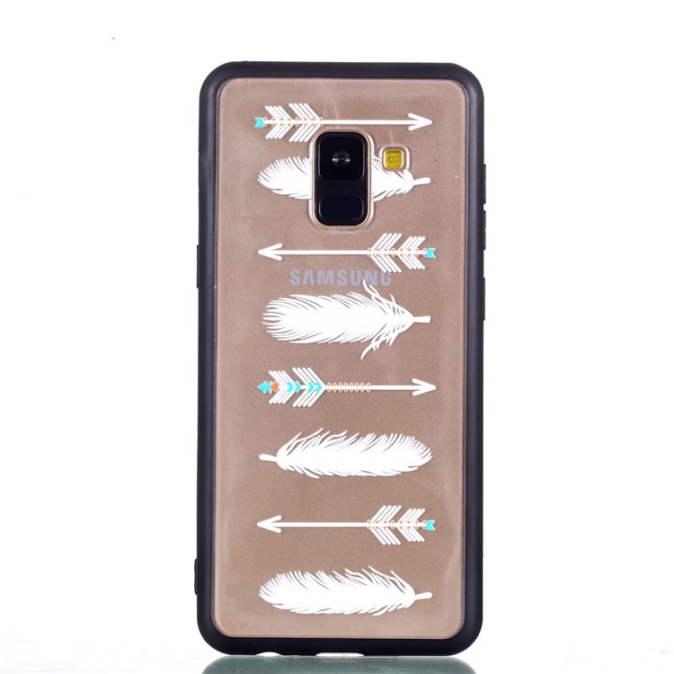 Rubberized Embossed Soft TPU + PC Combo Mobile Phone Accessory Case for Samsung Galaxy A8 (2018) - Feathers-3