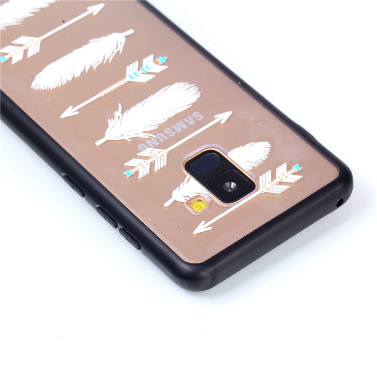 Rubberized Embossed Soft TPU + PC Combo Mobile Phone Accessory Case for Samsung Galaxy A8 (2018) - Feathers-6