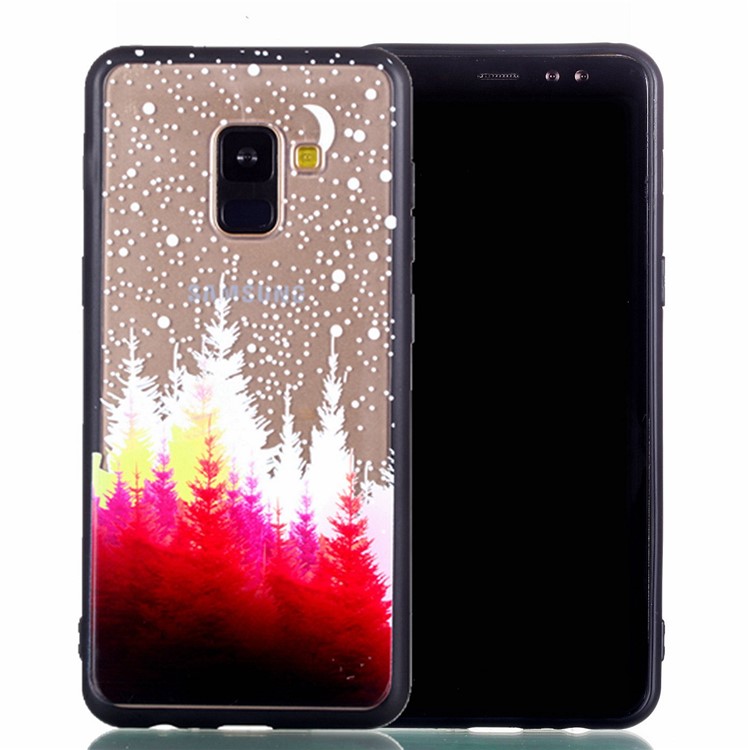 Rubberized Embossed Soft TPU + PC Combo Phone Casing for Samsung Galaxy A8 (2018) - Colorful Forest-2
