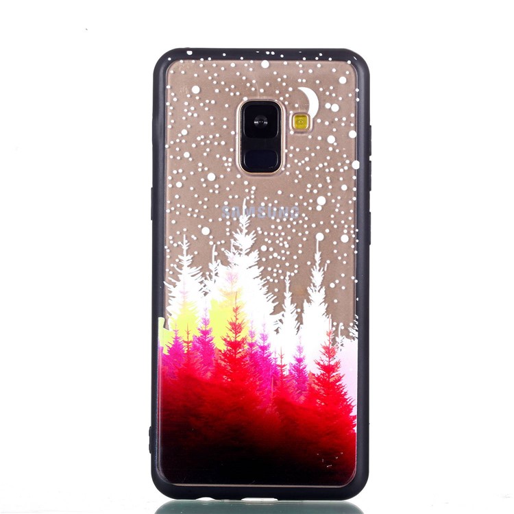 Rubberized Embossed Soft TPU + PC Combo Phone Casing for Samsung Galaxy A8 (2018) - Colorful Forest-3