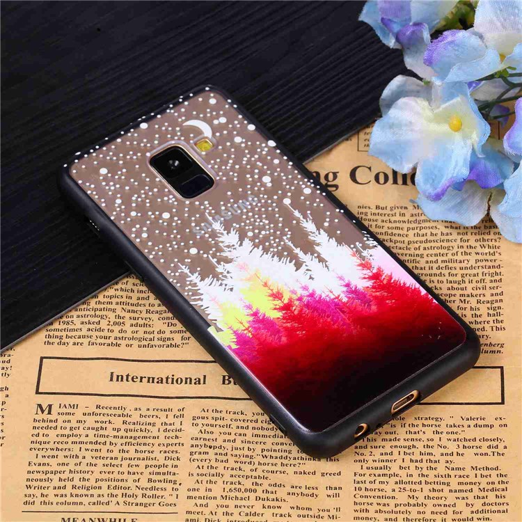 Rubberized Embossed Soft TPU + PC Combo Phone Casing for Samsung Galaxy A8 (2018) - Colorful Forest-4