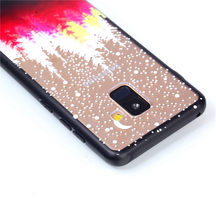 Rubberized Embossed Soft TPU + PC Combo Phone Casing for Samsung Galaxy A8 (2018) - Colorful Forest-6