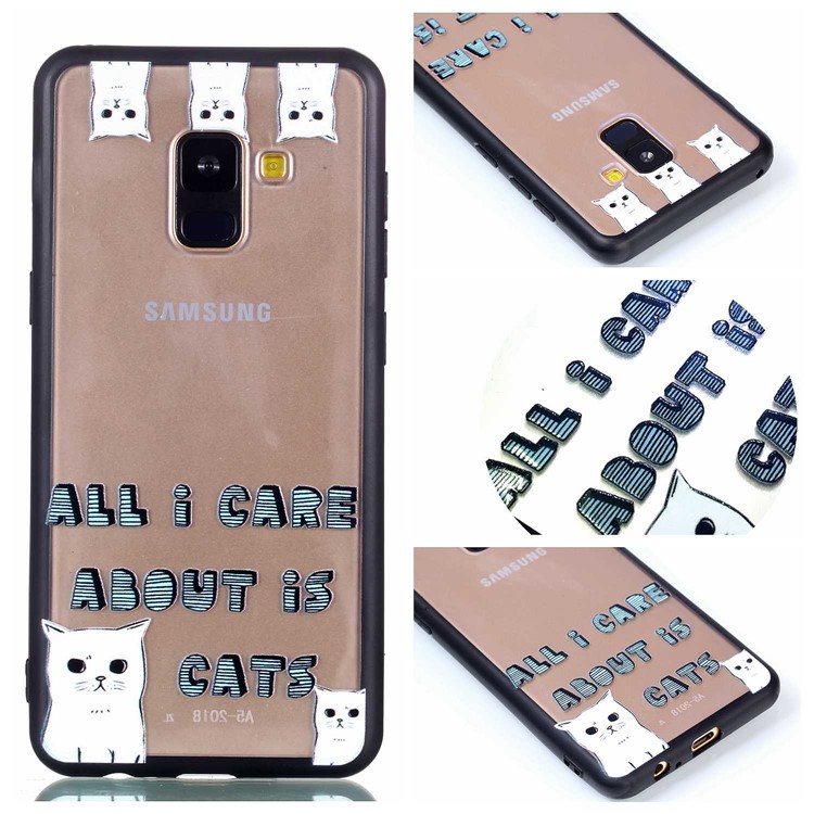 

Embossment Pattern PC + TPU Rubberized Cover for Samsung Galaxy A8+ (2018) - Cats and Words