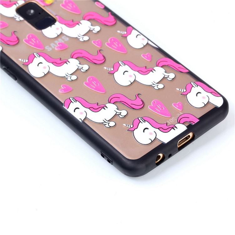 For Samsung Galaxy A8+ (2018) Embossment Pattern Rubberized PC + TPU Back Case - Unicorns-5