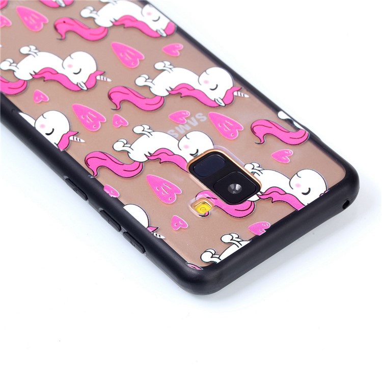 For Samsung Galaxy A8+ (2018) Embossment Pattern Rubberized PC + TPU Back Case - Unicorns-6
