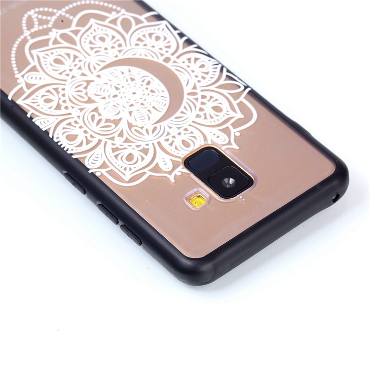 Embossment Pattern PC + TPU Rubberized Shell for Samsung Galaxy A8+ (2018) - White Henna Lotus-6