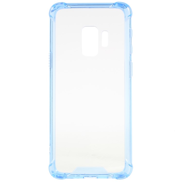 Drop-Proof Clear Acrylic Back + TPU Edge Combo Phone Cover for Samsung Galaxy S9 - Blue-1