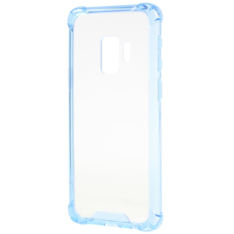 Drop-Proof Clear Acrylic Back + TPU Edge Combo Phone Cover for Samsung Galaxy S9 - Blue-2