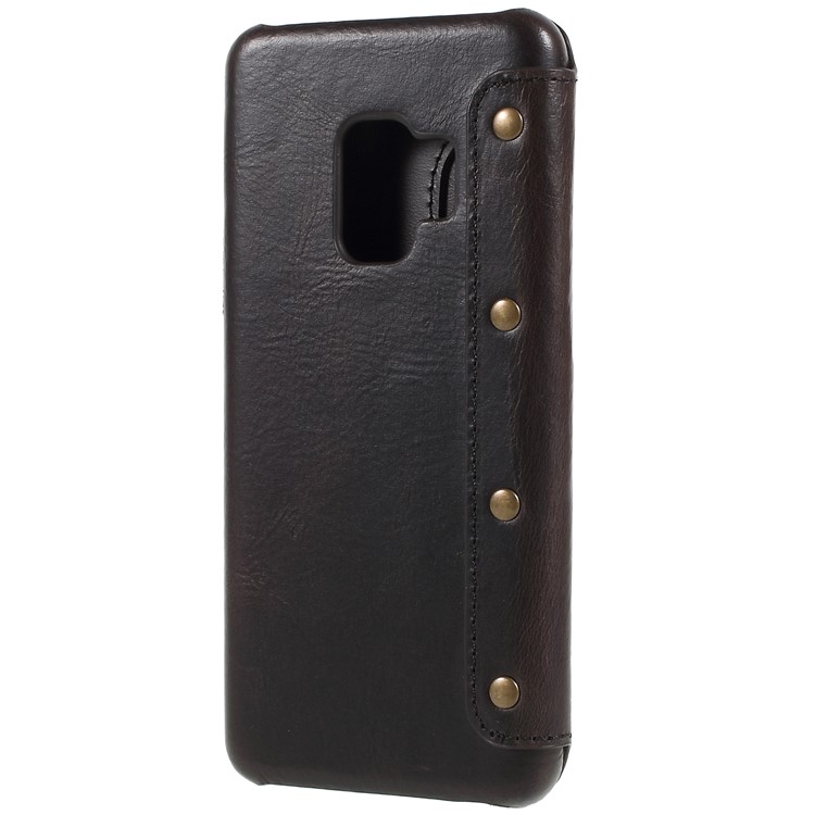 Vintage Genuine Leather Wallet Phone Case for Samsung Galaxy S9 - Black-3