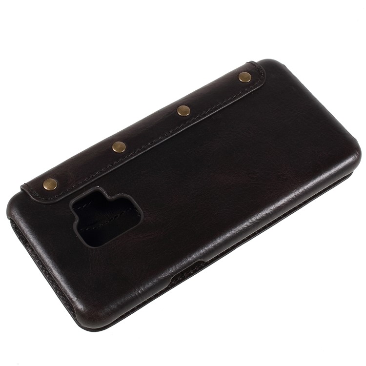 Vintage Genuine Leather Wallet Phone Case for Samsung Galaxy S9 - Black-6