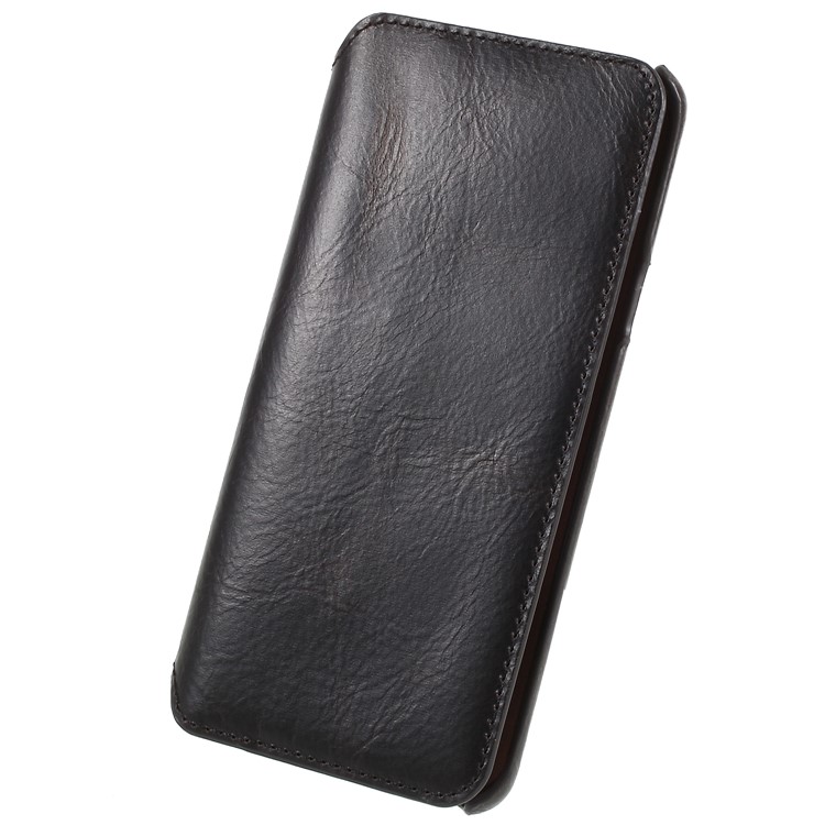 Genuine Leather Wallet Flip Cover for Samsung Galaxy S9 Plus - Black-4