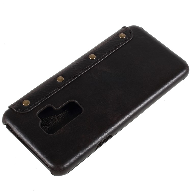 Genuine Leather Wallet Flip Cover for Samsung Galaxy S9 Plus - Black-7