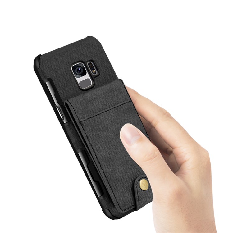SHOUHUSHEN for Samsung Galaxy S9 Leather Coated PC TPU Hybrid Case with Multiple Card Slots - Black-10