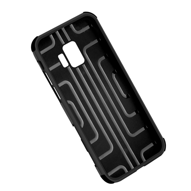 SHOUHUSHEN for Samsung Galaxy S9 Leather Coated PC TPU Hybrid Case with Multiple Card Slots - Black-11