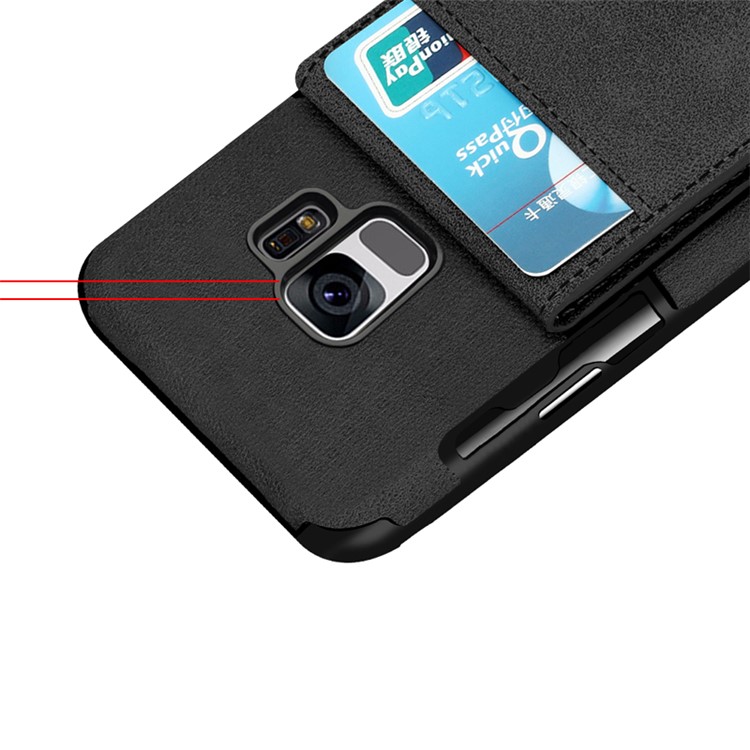SHOUHUSHEN for Samsung Galaxy S9 Leather Coated PC TPU Hybrid Case with Multiple Card Slots - Black-5