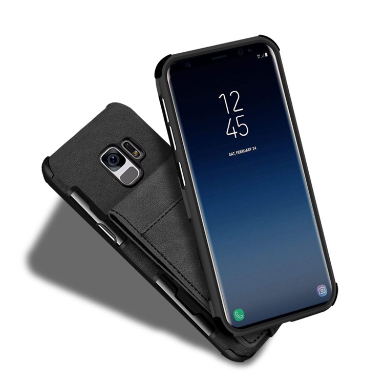 SHOUHUSHEN for Samsung Galaxy S9 Leather Coated PC TPU Hybrid Case with Multiple Card Slots - Black-8