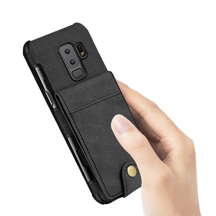 Vertical Flip PU Leather Coated Card Holder PC TPU Hybrid Phone Case for Samsung Galaxy S9 Plus - Black-10