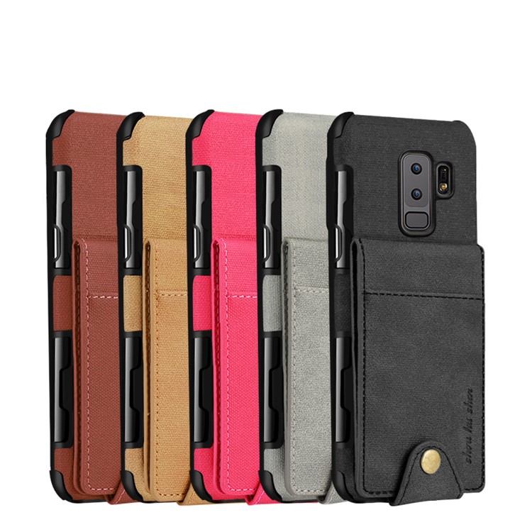 Vertical Flip PU Leather Coated Card Holder PC TPU Hybrid Phone Case for Samsung Galaxy S9 Plus - Black-15