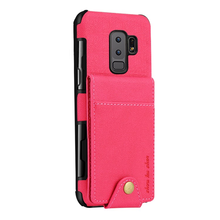 Vertical Flip PU Leather Coated Card Holder PC TPU Combo Case for Samsung Galaxy S9 Plus G965 - Rose-1