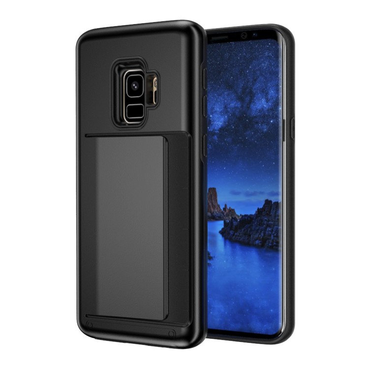 Card Holder PC + TPU Hybrid Case for Samsung Galaxy S9 - Black-1
