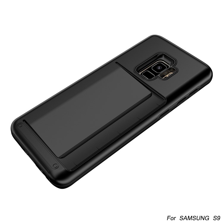 Card Holder PC + TPU Hybrid Case for Samsung Galaxy S9 - Black-2