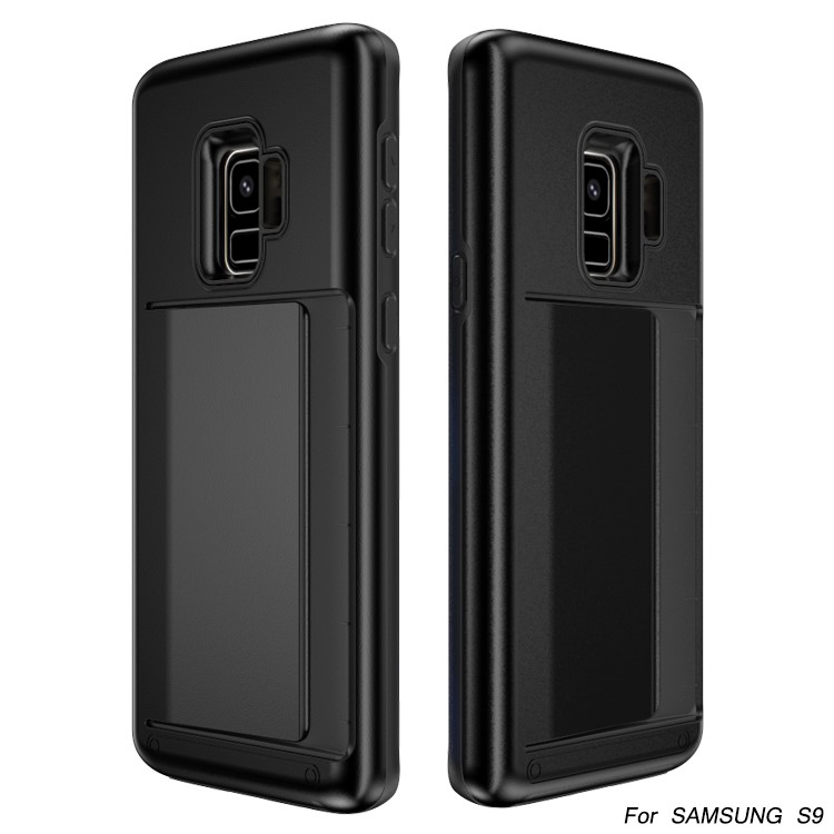 Card Holder PC + TPU Hybrid Case for Samsung Galaxy S9 - Black-3