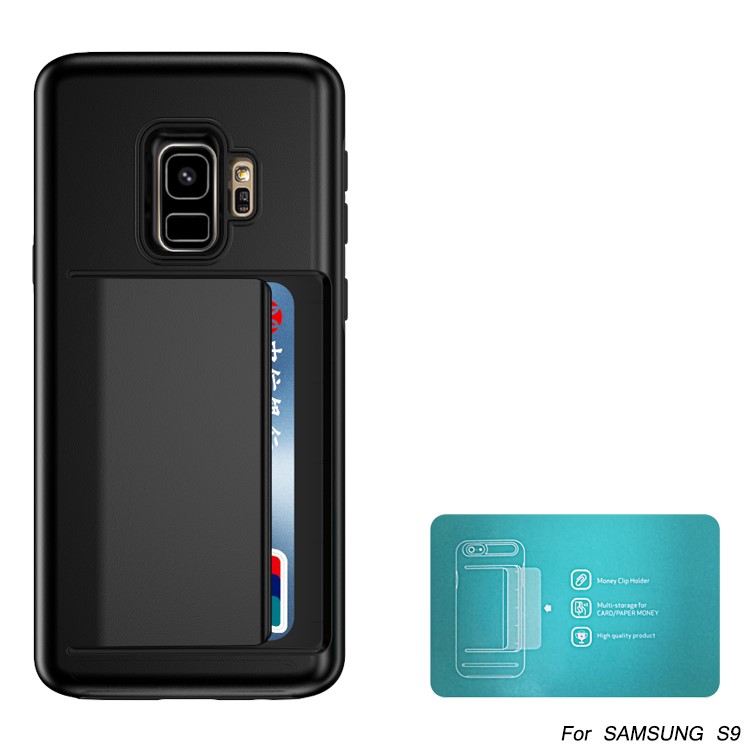 Card Holder PC + TPU Hybrid Case for Samsung Galaxy S9 - Black-6