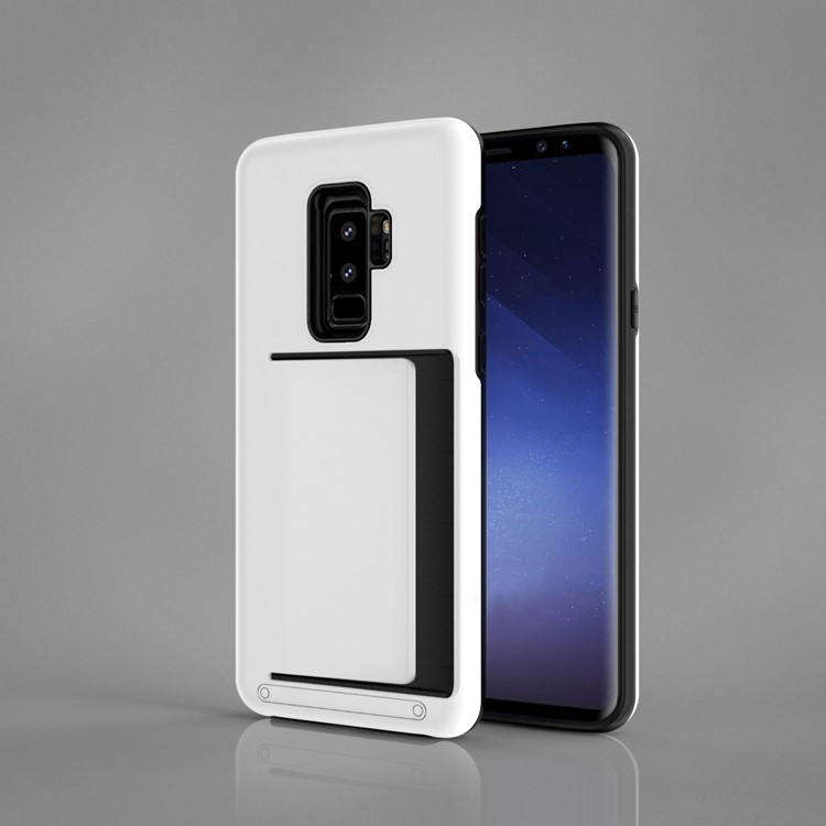 Card Holder PC + TPU Hybrid Shell Case for Samsung Galaxy S9+ G965 - White-1