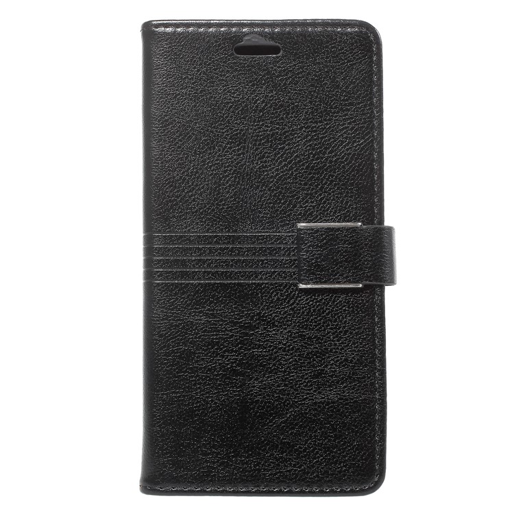 Metal Buckle Leather Stand Wallet Case for Samsung Galaxy S9 - Black-2