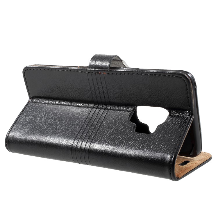 Metal Buckle Leather Stand Wallet Case for Samsung Galaxy S9 - Black-4