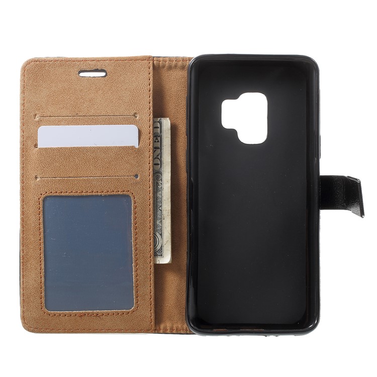 Metal Buckle Leather Stand Wallet Case for Samsung Galaxy S9 - Black-5