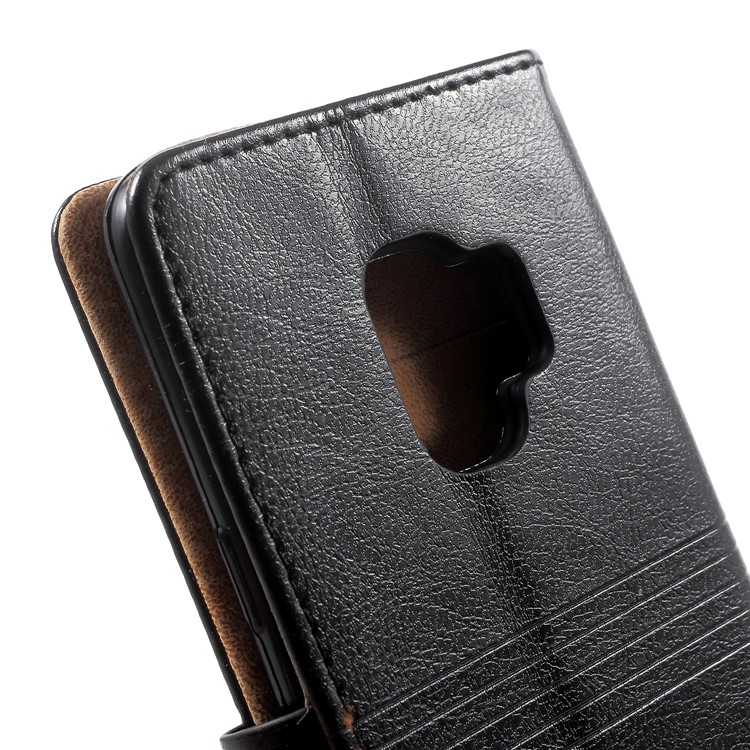 Metal Buckle Leather Stand Wallet Case for Samsung Galaxy S9 - Black-7