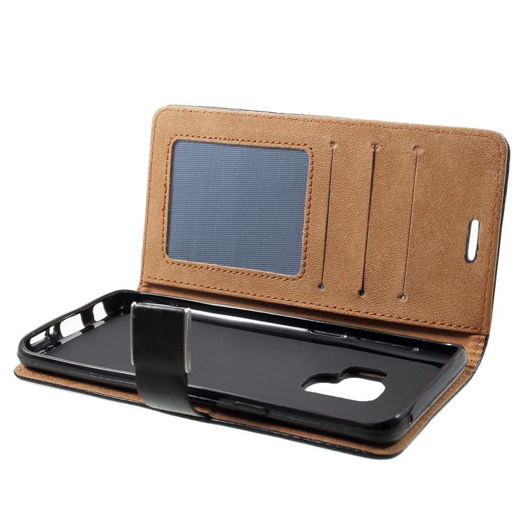 Metal Buckle Leather Stand Wallet Case for Samsung Galaxy S9 - Black-8