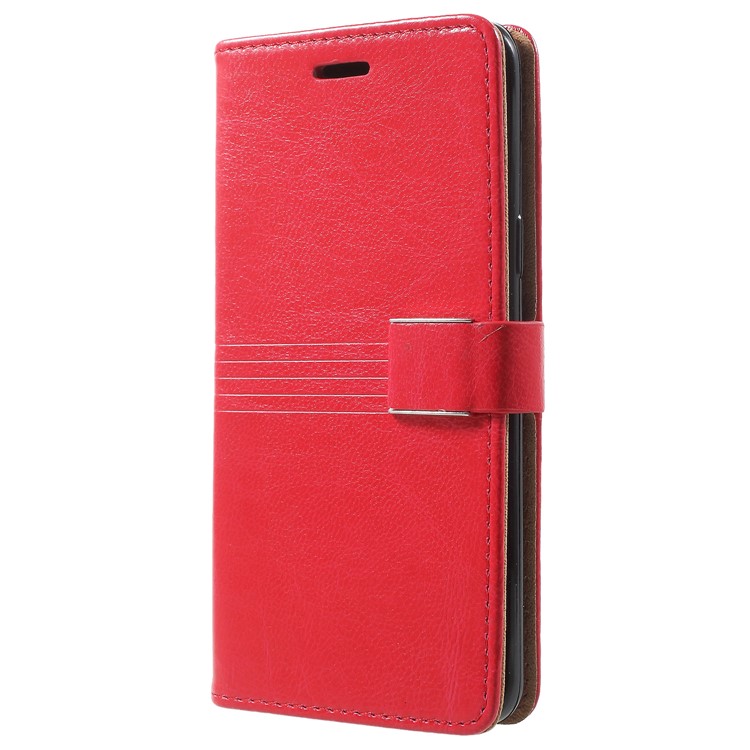 Metal Buckle Leather Stand Wallet Cover for Samsung Galaxy S9 G960 - Red-2