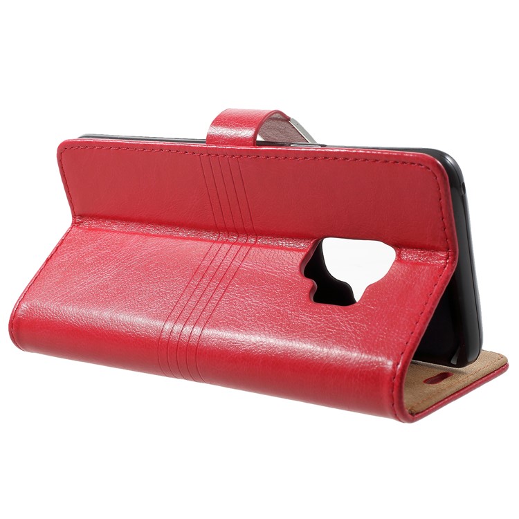 Metal Buckle Leather Stand Wallet Cover for Samsung Galaxy S9 G960 - Red-4