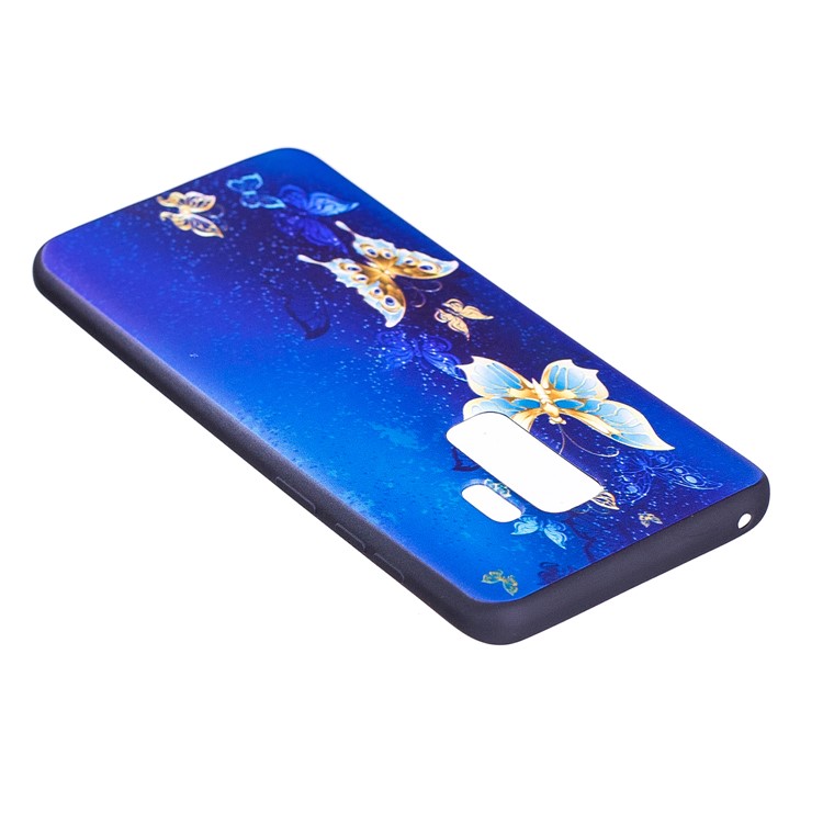 For Samsung Galaxy S9+ G965 Embossment Patterned TPU Mobile Phone Case - Blue and Gold Butterfly-6