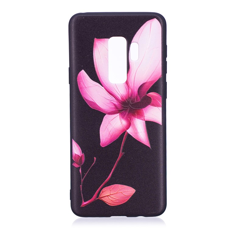 For Samsung Galaxy S9+ G965 Embossment Patterned TPU Soft Mobile Phone Shell - Pink Flower-2