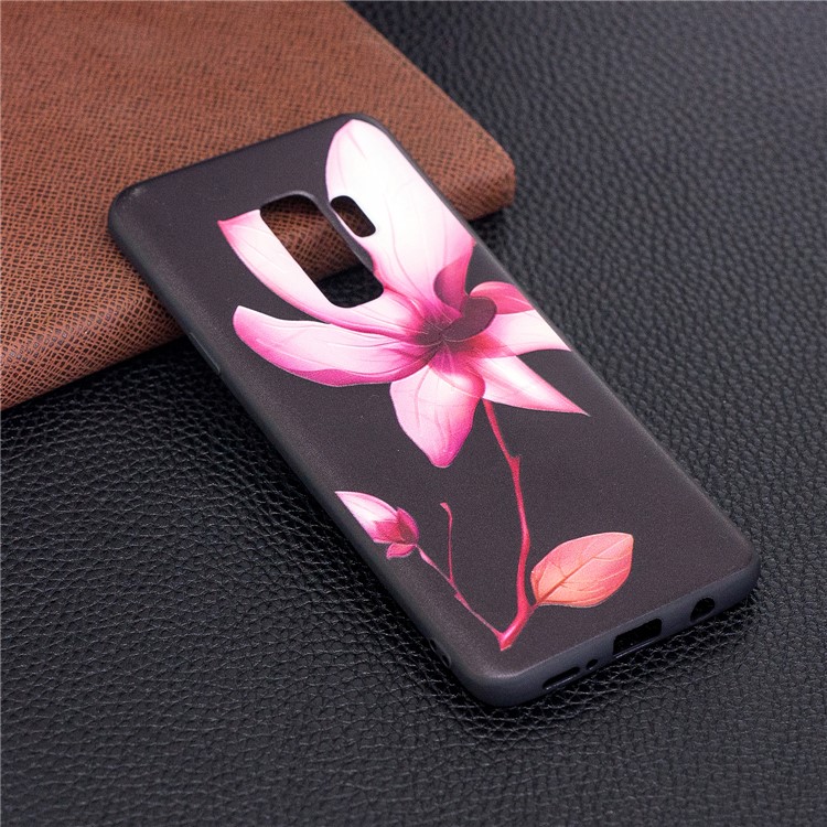 For Samsung Galaxy S9+ G965 Embossment Patterned TPU Soft Mobile Phone Shell - Pink Flower-3