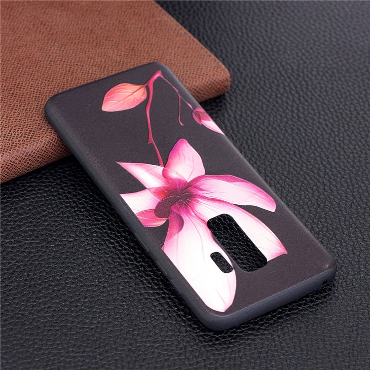 For Samsung Galaxy S9+ G965 Embossment Patterned TPU Soft Mobile Phone Shell - Pink Flower-4