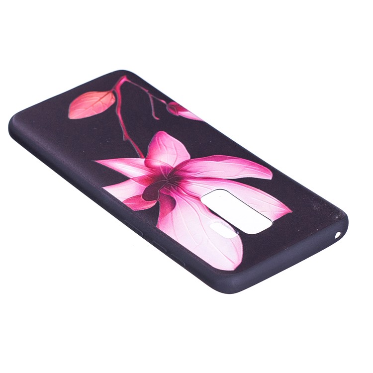 For Samsung Galaxy S9+ G965 Embossment Patterned TPU Soft Mobile Phone Shell - Pink Flower-6