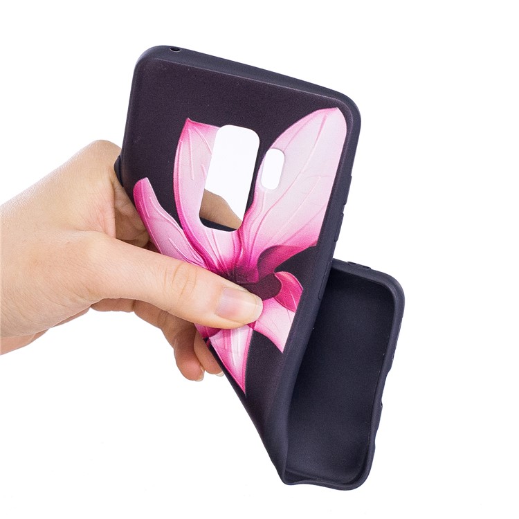 For Samsung Galaxy S9+ G965 Embossment Patterned TPU Soft Mobile Phone Shell - Pink Flower-7