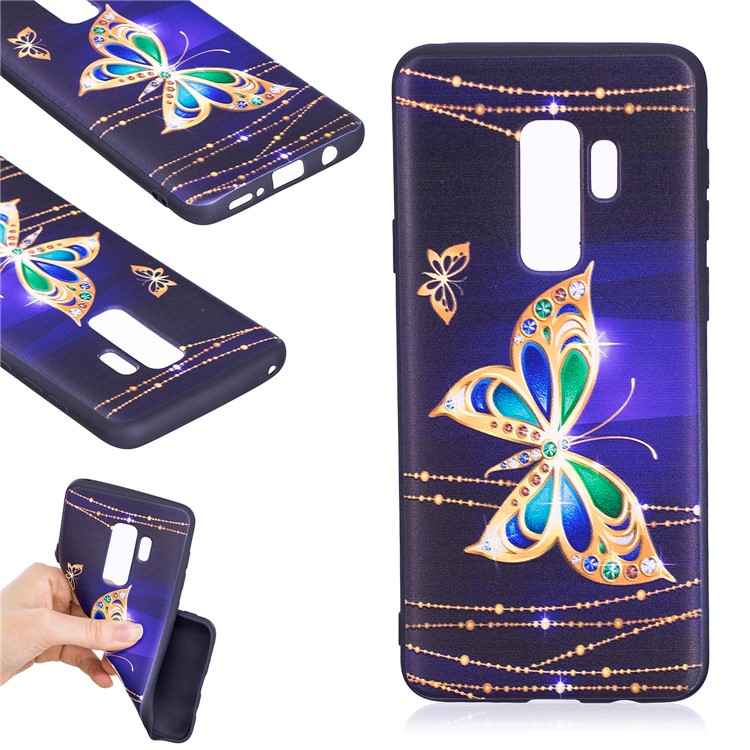 

For Samsung Galaxy S9+ G965 Embossment Patterned TPU Soft Mobile Casing - Shiny Butterfly