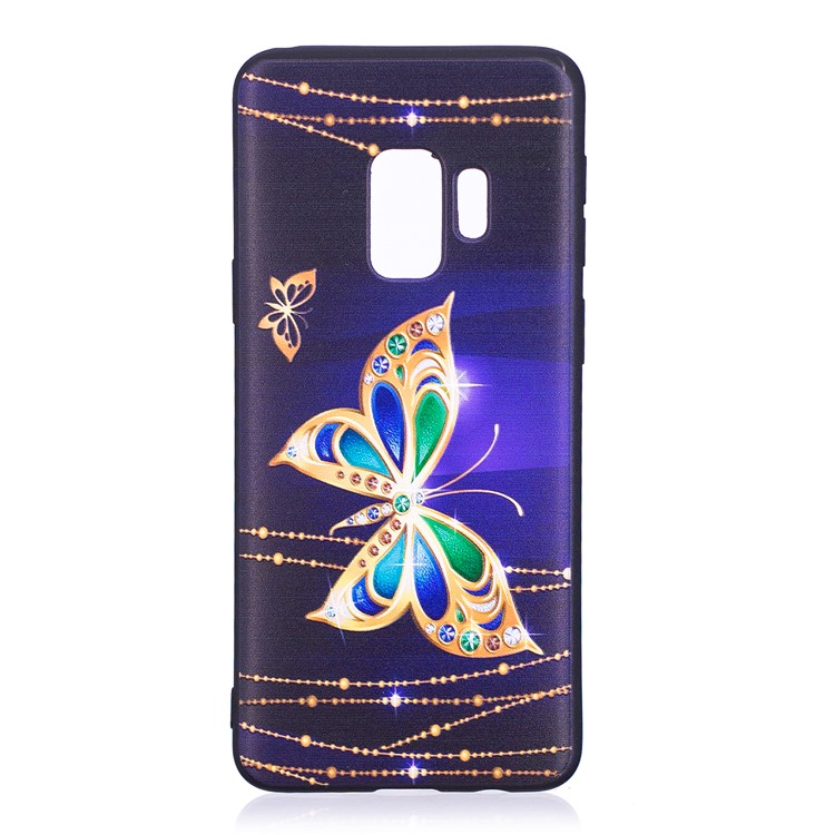Embossment Patterned Soft TPU Case for Samsung Galaxy S9 - Shiny Butterfly-2