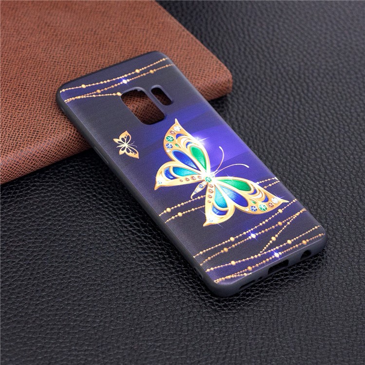 Embossment Patterned Soft TPU Case for Samsung Galaxy S9 - Shiny Butterfly-3