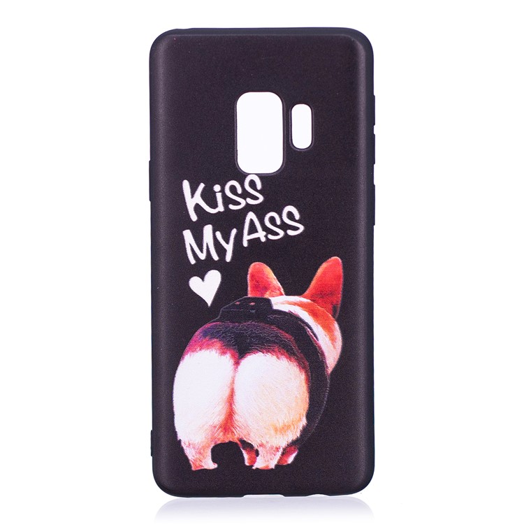 Embossment Patterned Soft TPU Cover for Samsung Galaxy S9 - Kiss My Ass-2