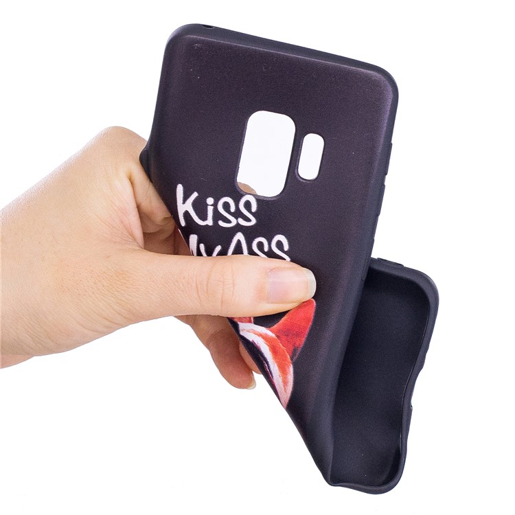 Embossment Patterned Soft TPU Cover for Samsung Galaxy S9 - Kiss My Ass-7