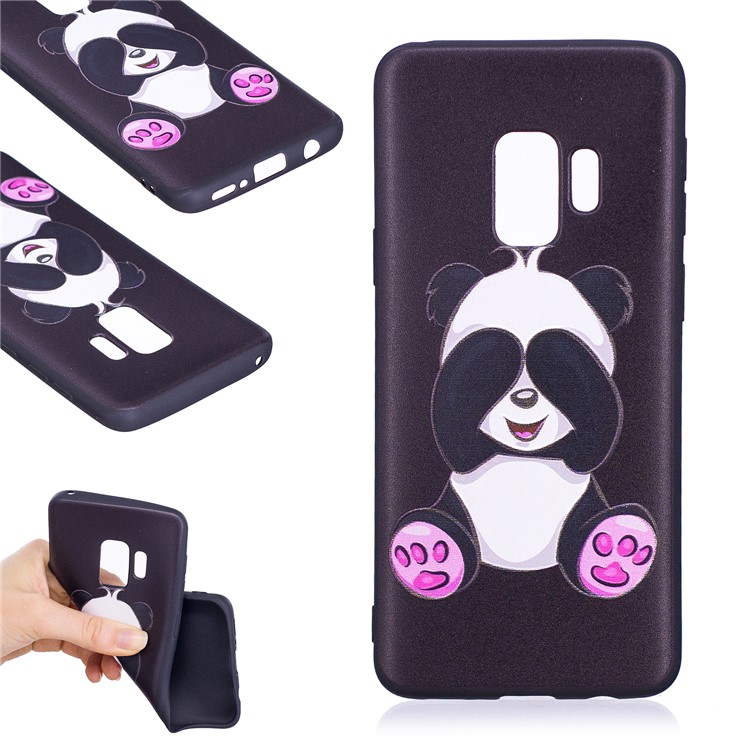 Embossment Patterned Soft TPU Shell for Samsung Galaxy S9 - Cute Panda-1
