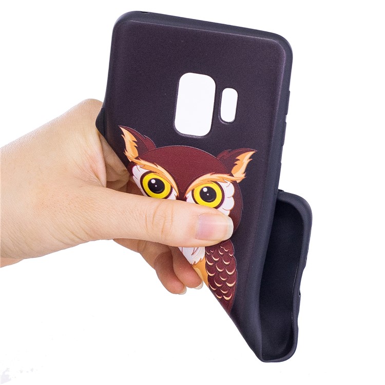 Embossment Patterned Flexible TPU Phone Case for Samsung Galaxy S9 - Owl-7